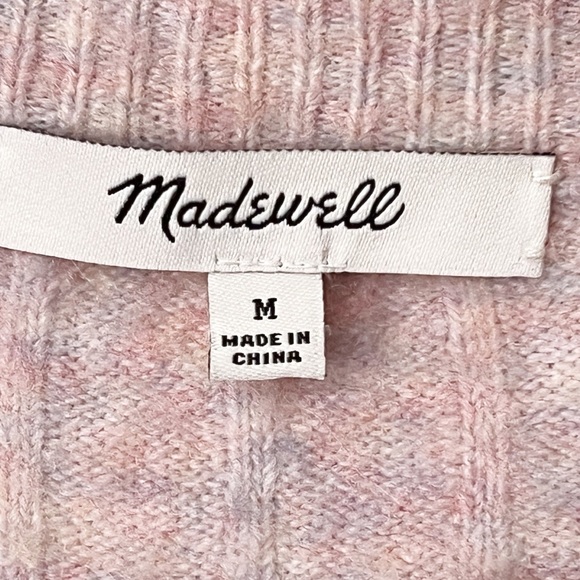 [Madewell] Alpaca Merino Wool Cotton Candy Pink Sweater Ribbed Chunky Size M - Picture 6 of 9